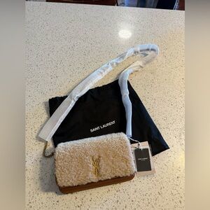 SOLD Brand new YSL shearling phone holder crossbody bag